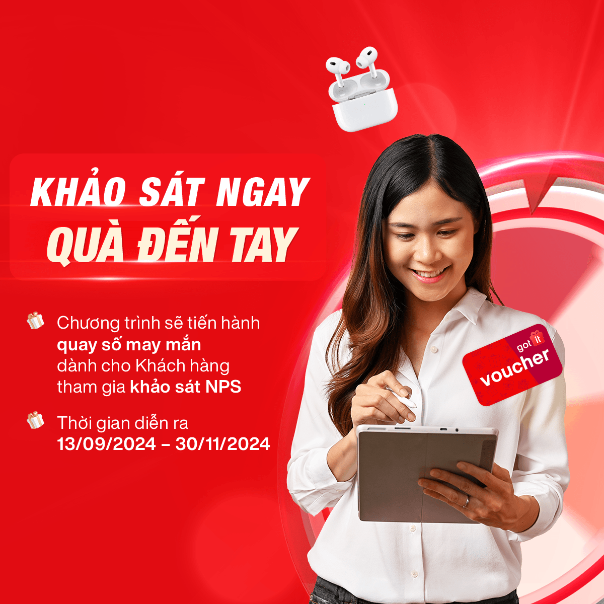 Khảo sát ngay Quà đến tay