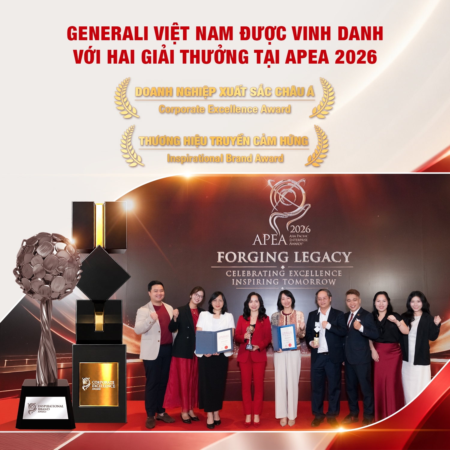 GENERALI VIỆT NAM TIẾP TỤC ĐƯỢC VINH DANH VỚI HAI GIẢI THƯỞNG TẠI APEA 2026