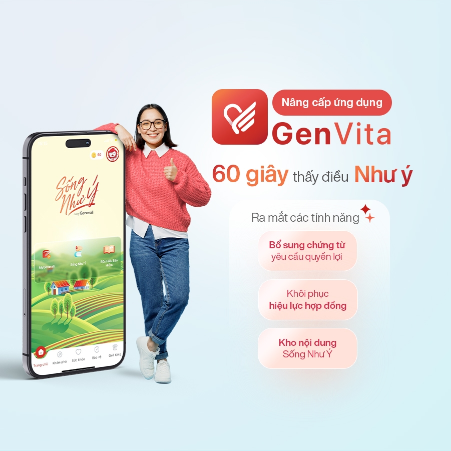 Ứng dụng GenVita ra mắt tính năng mới: Bổ sung chứng từ, Khôi phục hiệu lực Hợp đồng và Kho nội dung Sống Như Ý